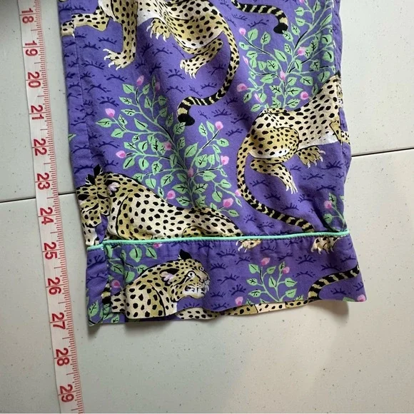 ANTHROPOLOGIE PRINTFRESH Violet Bagheera Cheetah Print Cropped Pajama Set Sz S - Picture 9 of 15